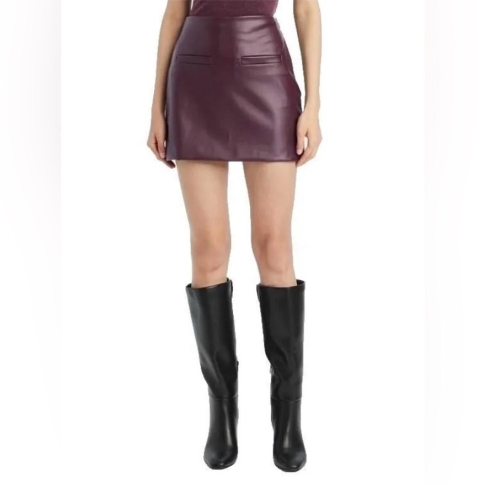 A new day Faux Leather Burgundy Mini Skirt size 12 New